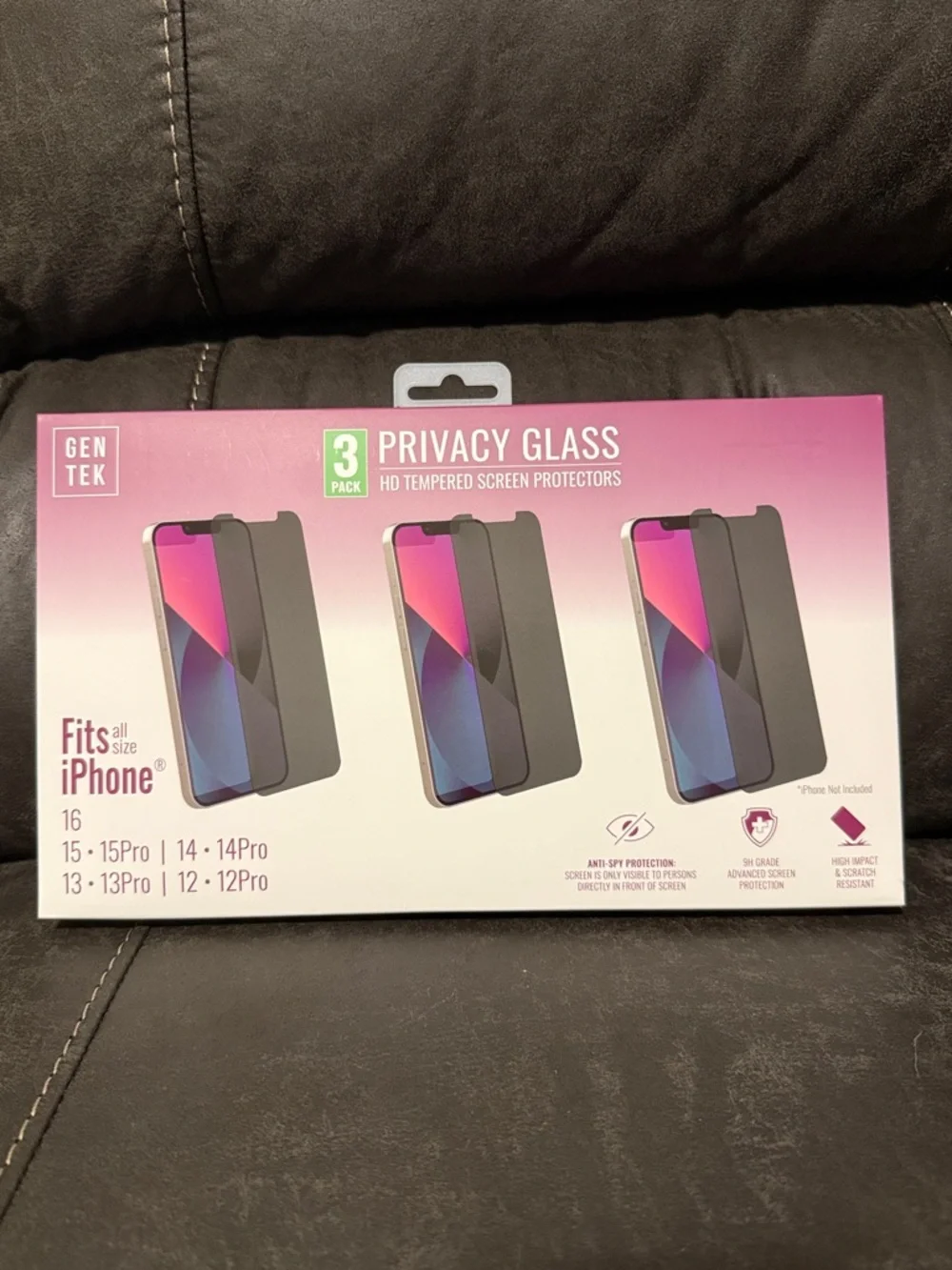 Privacy Glass Screen Protector for iPhone - Black (3-Pack)